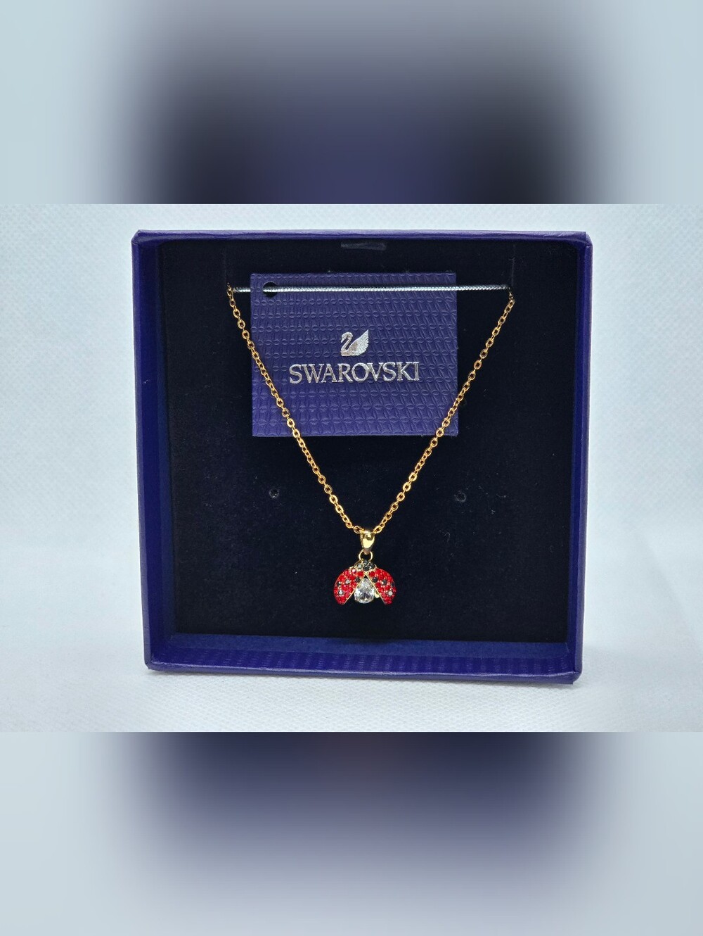 Swarovski Ladybug Pendant Necklace – Red, Black & Clear Crystal, Gold-Tone - Picture 10 of 13